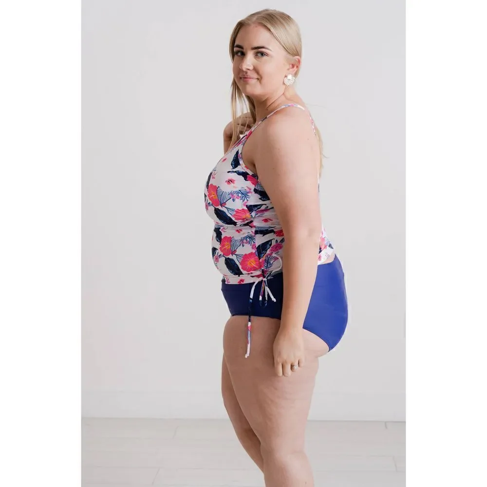 NWT Set Women's Tankini Floral Top & Midrise Brief Bikini Bottom Swimsuit